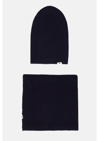 AC&Co / Altınyıldız Classics Erkek Lacivert Rüzgar Geçirmez Sıcak Tutan Triko Atkı-bere Set Lacivert