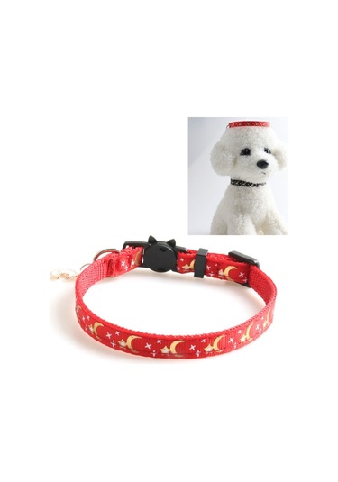 Kolyeli Dokuma Kedi Yaka Yıldız Ay For 1x28cm Mavi Siyah Kırmızı Yeşil