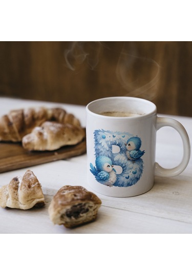 B Harfi Tasarım Bardak, Sevimli Hayvan Temalı Harf Bardağı Beyaz