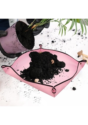 Pazly Taşınabilir Suntek Bitki Saksı Matı 50x50cm - Pembe Renk Vv