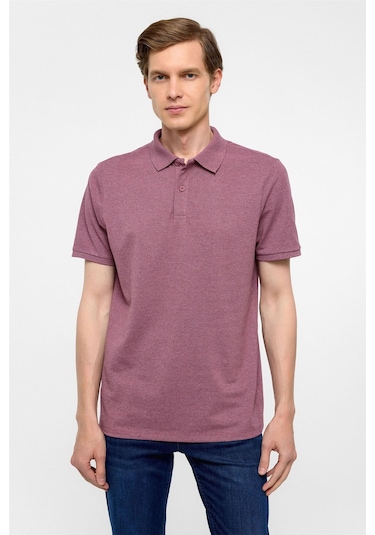 Koyu Bordo Regular Armürlü Polo Yaka Tişört-37266 Koyu Bordo