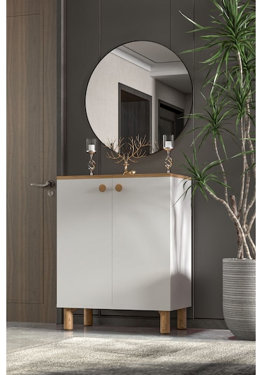 Bohem 2 Kapaklı 3 Raflı Çok Amaçlı Ayakkabılık, Erzak Dolabı - 2 / Kahverengi Kahverengi