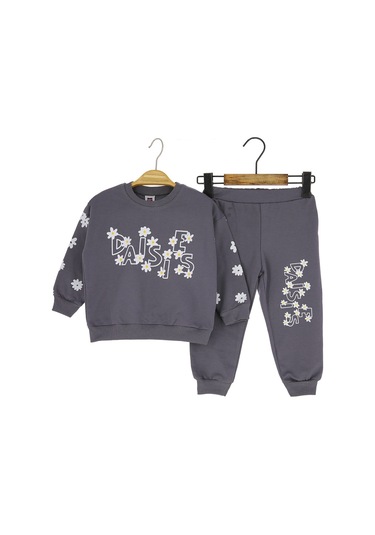 Daısıes Papatya Baskılı İki İplik Alt Üst Antrasit