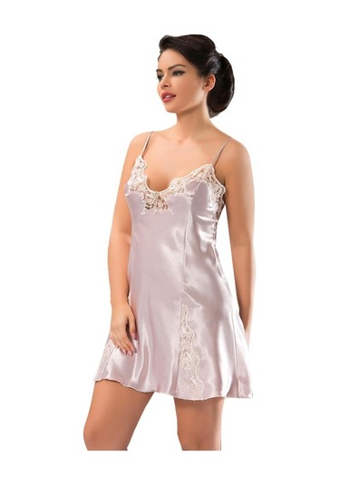 Sistina Kadın Pudra Saten Sabahlık Gecelik Takımı 1420 Pudra