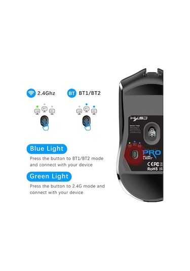 Novahub Hxsj T40 Kablosuz Fare - 4000dpi Rgb, Uzun Pil, 7 Tuşlu, Bluetooth 5.1, 2.4g, Ergonomik Design 001