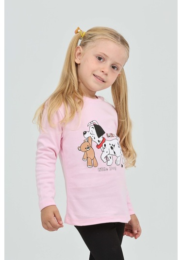 Toontoy Kız Çocuk Köpekli Ayı Baskılı Sweatshirt Pembe