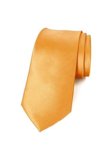 Tezzgelsin Erkek Saten Kravat ve Mendil Set Turuncu
