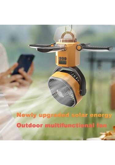 Motion003 Yeni Yazlık Sarı Çok Fonksiyonlu Fan Güçlü Sessiz Hızlı Soğutma 6000mah Pil Kamp Ofis Ev