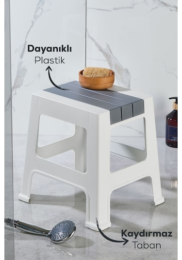 Vienev Plastik Küçük Tabure Gri Gri