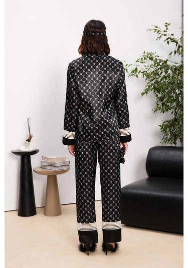 Pierre Cardin Saten Kadın Pijama Takımı - 1320 Siyah