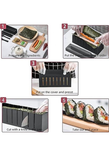 Novahub 10 Parçalı Sushi Seti - Renkli, Kolay Hazırlık, Çeşitli Şekiller Çok Renkli