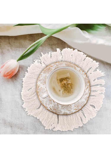 Homyl Dokuma Servis Altlıkları Yıkanabilir Kaymaz Yemek Beyaz Beyaz