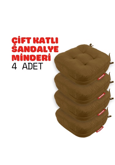 Xpermate 4'lü Çift Kat Sandalye Minderi 42x42x8 Kahverengi