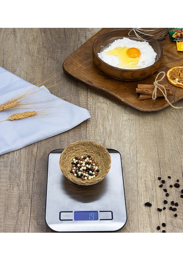 Zln2984 Inox Dijital Mutfak Tartısı 5 Kg Hassas Ölçüm Otomatik Kapanma Pil Dahil Gri - Inox