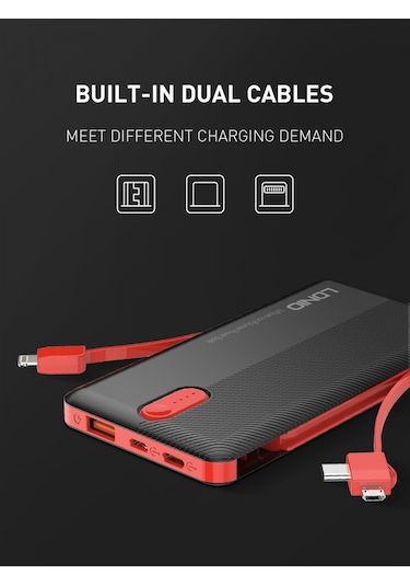 Ldnıo Pl1013 10.000 MAh 3 in 1 Hızlı Şarj Powerbank Siyah