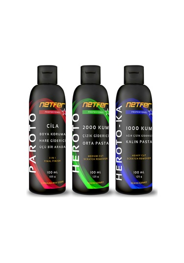 Netfer 3'lü Orta Kalın Pasta Cila Set - 3x100 Ml