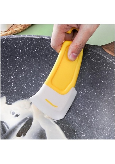 Yüksek Sıcaklık Temizleme Aracı Mutfak Kase Kazıyıcı Silikon Kazıyıcı Yapışmaz Tencere Yıkama Tavası 2 Adet Esnek Çevre Dostu Yağ Lekeleri İçin Benzersiz Sarı