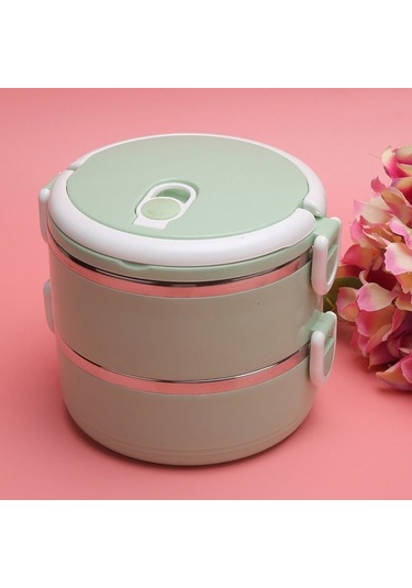Pirinç Eriştesi İçin Yeşil Paslanmaz Çelik Taşınabilir Yalıtımlı Öğle Yemeği Kutusu Çok Renkli