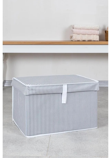 Çok Amaçlı Kapaklı Kutu Saklama Kutusu Mini Boy Tela 40 30 26 Cm Gri-beyaz