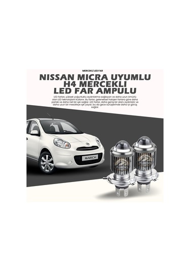 Nissan Micra Uyumlu Mercek Led Xenon Uzun - Kısa Çift Renk