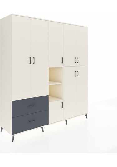 Kronos Dolap 12 Raflı 2 Çekmeceli Tek Askılı 220x59x243 Aytaşı-aytaşı/antrasit Aytası/antrasıt