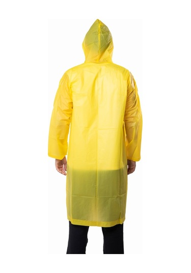 Marlux Unisex Su Rüzgar Geçirmez Kapüşonlu Çıtçıt Düğme Eva Yağmurluk - Sarı - Lacivert