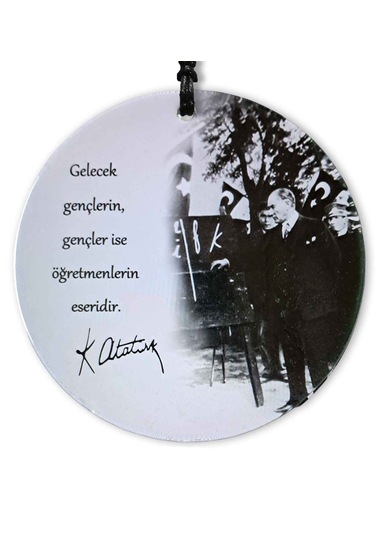 30 Cm Çap - 10 Kasım Atatürk Ve Öğretmen Temalı Füzyon Cam Duvar Süsü 0