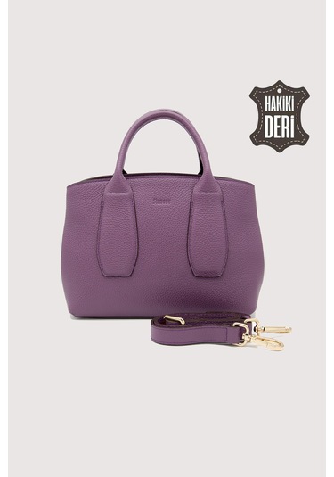 Hakiki Deri Kadın El Çantası Mürdüm Smr9226 Mürdüm