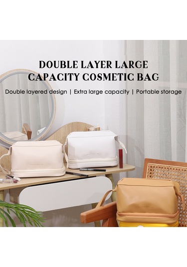 Reedark "çift Katmanlı Büyük Kapasiteli Kadın Makyaj Çantası - Seyahat Ve Fırçalar İçin Organizör"