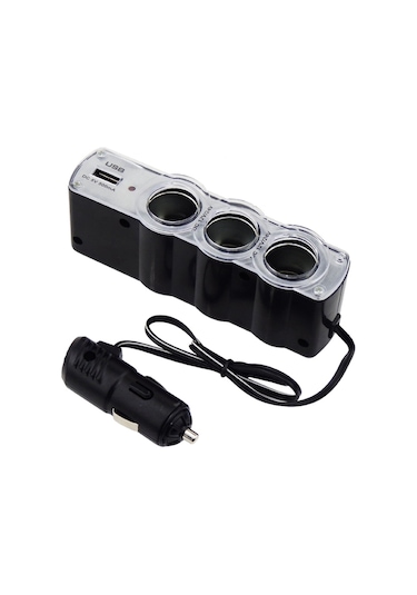 3 Port + 1 Usb Oto Araç Çakmaklık Çoğaltıcı Çoklayıcı Hub