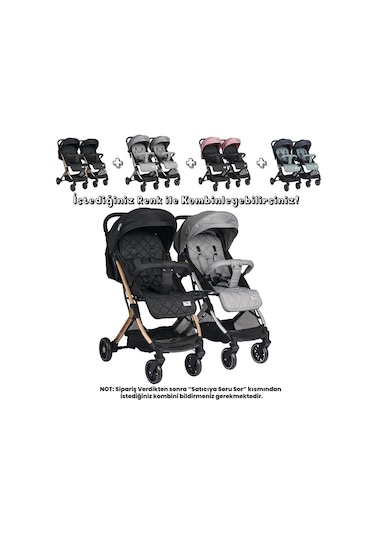Lorelli Fiorano New Kabin İkiz Bebek Arabası - Dolphin Grey - Gri