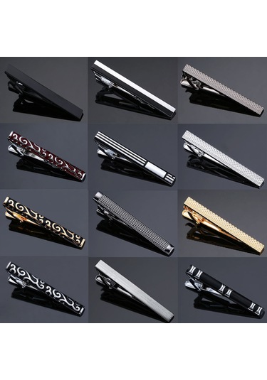 Monyee Erkek İş Gömleği Kravatı İçin Sert Çelik Kaplama, Pürüzsüz Parlatma, Alerjiye Uygun, Siyah Gümüş Çizgili Kravat Klipsi Çok Renkli