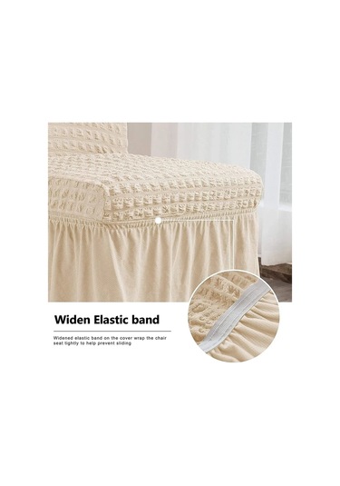 StarMall Brürümcük Etekli Sandalye Kılıfı, Lastikli,esnekli Sandalye Örtüsü 1 Adet Krem