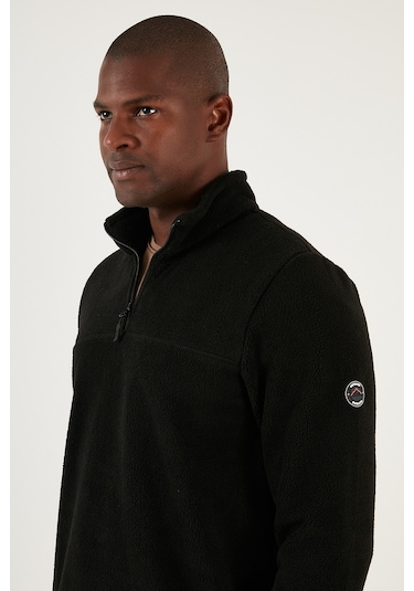 Buratti Slim Fit Yarım Fermuarlı Yumuşak Dokulu Şardonlu Kışlık Erkek Polar 59060011 Siyah
