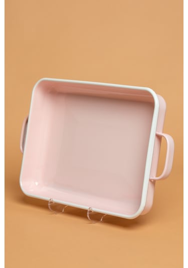 Rosa Di Verona Emaye Kulplu Pembe Fırın Kabı Ebutay Pembe