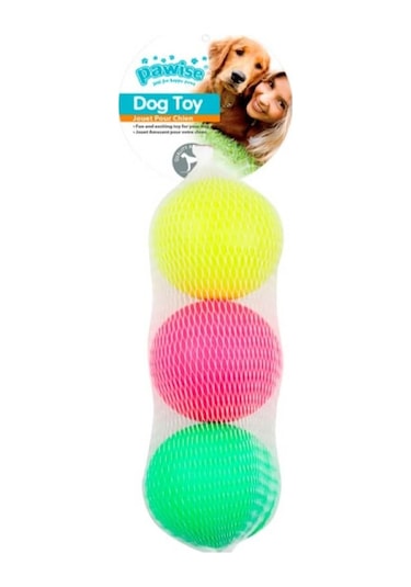 Pawise Üçlü Parlak Sünger Top Köpek Oyuncağı Çok Renkli