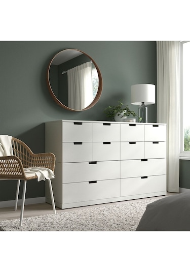 Stockholm Ayna, Ceviz Kaplama Yuvarlak Ayna Modern Şekilli Ceviz