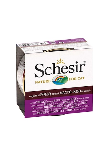 Schesir Tavuklu ve Sığır Etli ve Pirinçli Konserve Yetişkin Kedi Maması 85 G