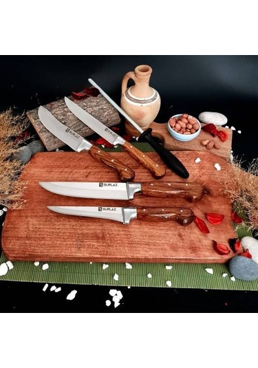Sürlaz Sürmene Bıçak Seti Kasap Bıçağı Et Bıçağı Kahverengi - Siyah