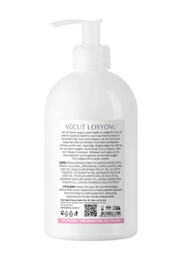 Akita Doğal Vücut Losyonu Gül 250 ML