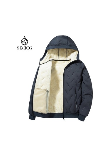 Erkekler İçin Kışlık Polar Astarlı Ve Kalınlaştırılmış Kuzu Yünü Pamuklu Ceket Gri