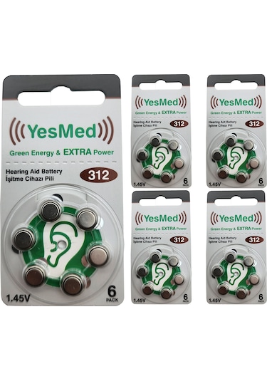 Yesmed Extra Power 312 No Kulak Pili 5 Paketx6adet 30 Adet Pil