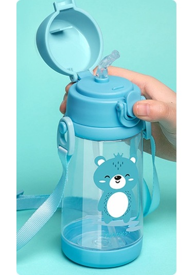 480ml Çocuklar Su Kupası Yaratıcı Karikatür Hayvan Bebek Besleme Bardakları Payet Sızdırmaz Su Şişeleri Açık Taşınabilir Çocuk Bardakları Kupalar Mavi 007 Kahverengi