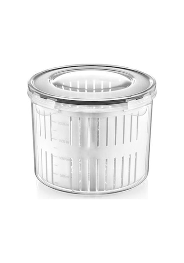 Plastart Fresh Box Süzgeçli Saklama Kabı -2500 Ml Şeffaf