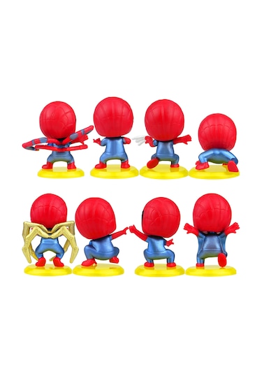 Spiderman - Örümcek Adam 8 Li Tam Set Oyuncak Figür Pasta Süsü Spider-Man
