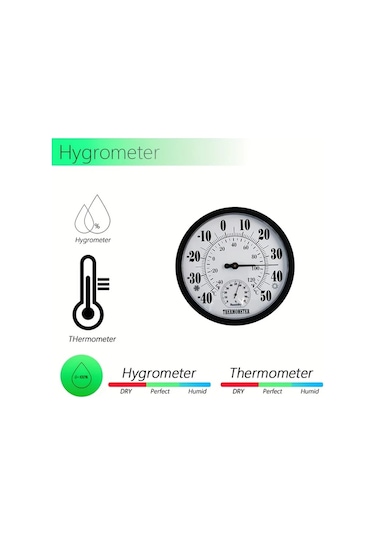 Topshop1 Th9250p3 Bwc 25 Cm Siyah Higrometre Termometre Kalın Avrupa Kadranı Doğru Sıcaklık Nem Ölçer Ev Ofis İç Mekan Akrilik Tasarım