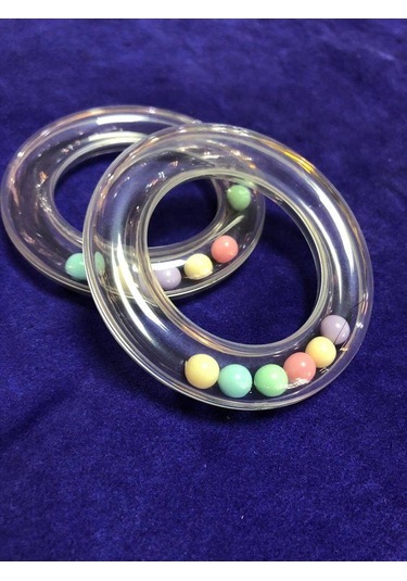 Şeffaf Plastik Bebek Çıngırak 80mm - Bebe Çıngırağı Çok Renkli