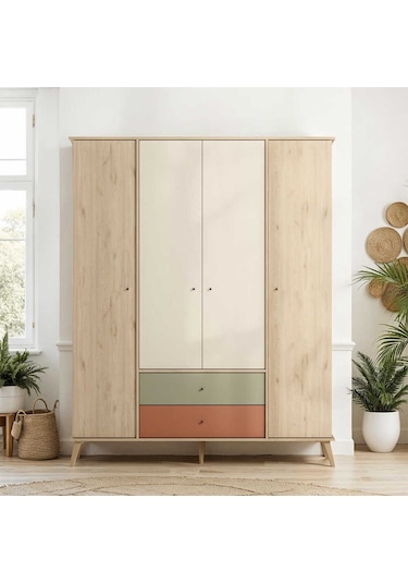 Terra 4 Kapaklı 2 Çekmeceli Gardırop - Florida Meşe/karışık Renk 162x204x54 Cm Terra 4 Kapaklı 2 Çekmeceli Gardırop - Florida Meşe/karışık Renk 162x204x54 Cm