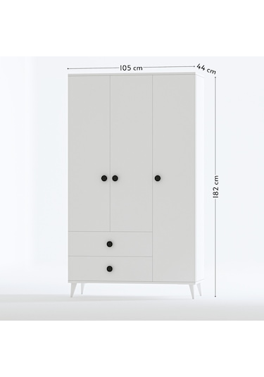 Opal 3 Kapaklı 2 Çekmeceli Gardırop