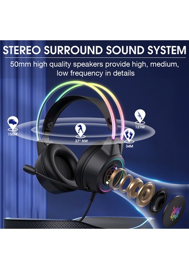 Leezsing X15 Pro Oyun Kulaklığı - 50mm Sürücü, Rgb Led, Çift 3.5mm Ve Usb Bağlantılı, Siyah